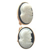 Hand Carved Shell "Knight" Cameo Cufflinks in 14-Karat Gold with Bullet Back Clasp