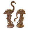 Rare Mid-century Speckled Gold Ceramic Pink Flamingo Statue by McCulloch, Pair