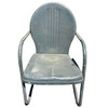 Mid-century Steel Round Streamline Springer Patio Outdoor Lounge Chair, Pair