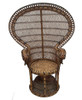 Restored Large Nude Natural Woven Wicker "Cobra" Lounge Throne Chair