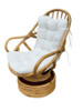 Restored Swivel Bucket Lounge Chair on Stacked Rattan Pedestal Base