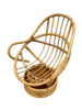 Restored Swivel Bucket Lounge Chair on Stacked Rattan Pedestal Base