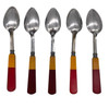 2-Toned Butterscotch, Red, Green Bakelite Stainless Steel Flatware 34 Pieces Set