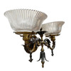 Electrified Late Victorian Baroque Brass Gas Sconces w/ Shade, Pair