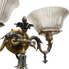 Electrified Late Victorian Baroque Brass Gas Sconces w/ Shade, Pair