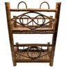 Aesthetic Movement Tortiose Tiger Bamboo Rattan Two Tiered Wall Shelf