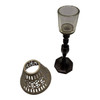 Hand Cast Bronze Candle Holder w/ Reticulated Pierced silver-plated Lamp Shade
