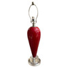 90s Pair of Red Ceramic Tear Drop Shaped Table Lamp w/ Acrylic Base