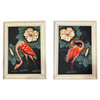Pair of Mid Century Pink Flamingo Airbrush Prints by Billy SEAY in Frame