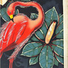 Pair of Mid Century Pink Flamingo Airbrush Prints by Billy SEAY in Frame