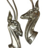 Modernist Polished Aluminum Gazelle Wall Sculpture Pair by Pendergrast