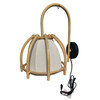 Natural Finish Rattan Skeleton Shade Wall Sconce, Pair