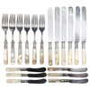 Antique Fish Flatware Set, Sterling Silver with Mother-of-pearl, Set of 18