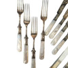 Antique Fish Flatware Set, Sterling Silver with Mother-of-pearl, Set of 18