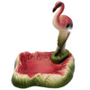Mid Century Pink and Green Flamingo Ceramic Figurine in Flamingo Pool Ring Tray