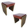 Two-Tone Cubist Style Side Table and Coffee Table Set - Set of 3