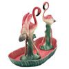 Mid-century Ceramic Flamingo Figurine Set in Tropical Pond Tray by Maddux