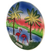 Mid-century Pottery Florida Sunset Flamingo Round Decrotive Wall Plate