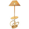 Restored Rare Mid Century Rattan Pole Floor Lamp & Drink Stand w Magazine Holder