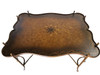 Maitland Smith Gilded Iron Faux Bois Tray Top Statement Tole Cocktail Table