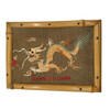 Post War Embroided Silk Art Imperial Chinese Dragon in Bamboo Frame