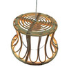 Albini Style Tulip-Shaped Reed Rattan Cieling Pendant Light w/ Glass Globe