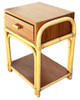 Restored Rare Modernist Mahogany Nightstand w/ Arched Rattan Sides