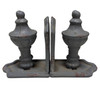 Grey Colonial Style Cast Iron Enamel Grey Finial Bookend, Pair