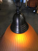 Bronze Hanging Lamp with Amber Glass Shade