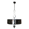 Chrome Drum Chandelier with Frosted Glass Shade