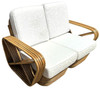 Restored Frankl Style Rattan 5-Strand Square Pretzel Setional Settee Sofa