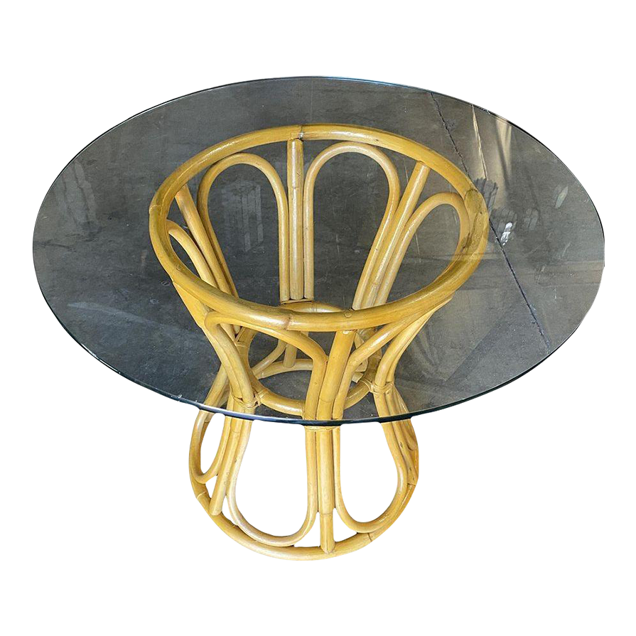 Restored Boho Chic Rattan "Hour Glass" Dining Table Harveys on Beverly