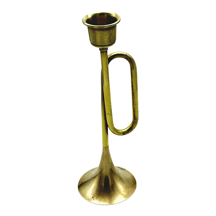 Vintage Brass Trumpet Shape Candlestick Holder Harveys on Beverly