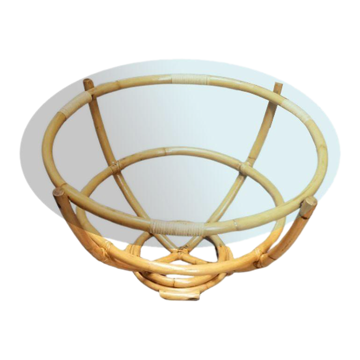 1950s Restored Rattan Glass Top Coffee Table Harveys on Beverly