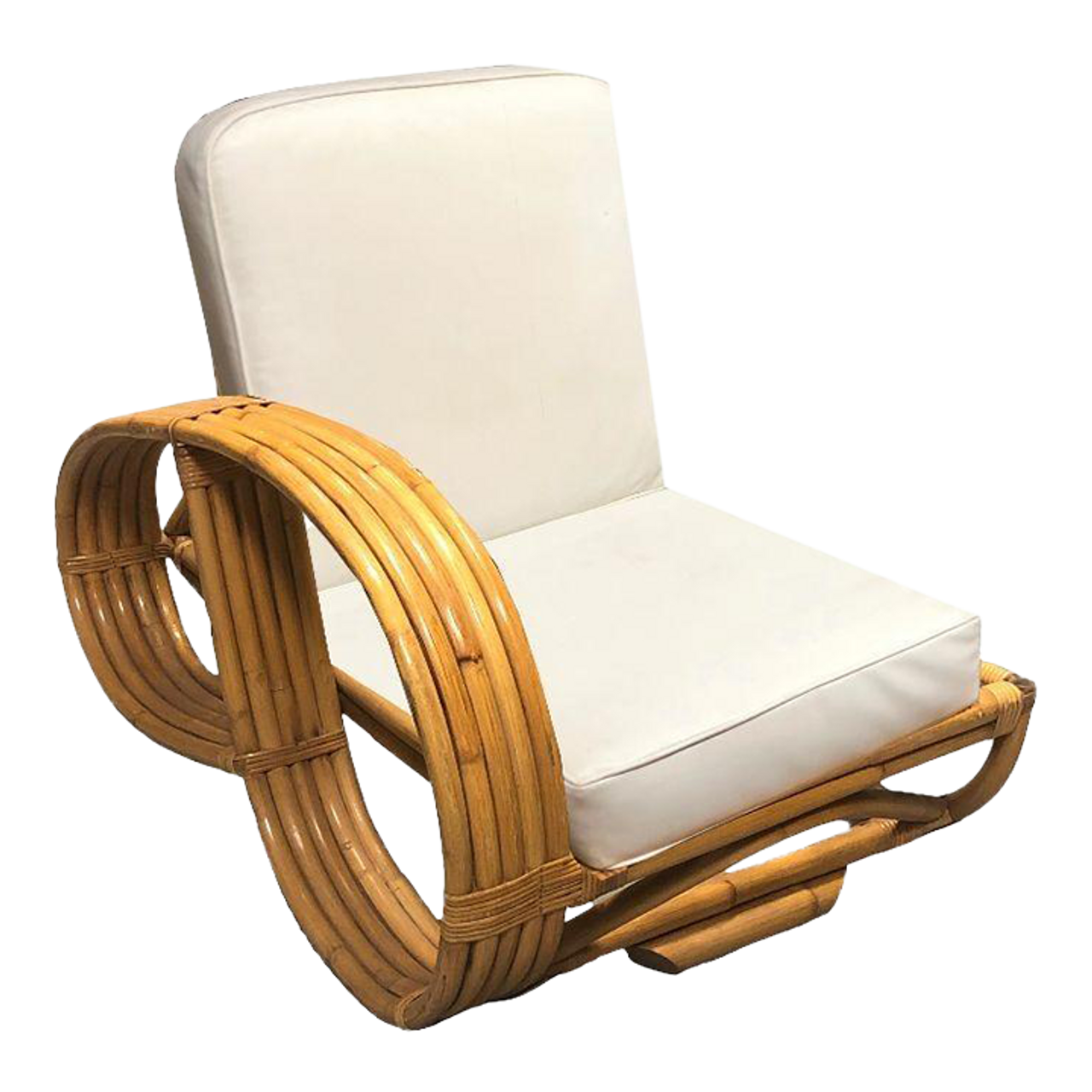 Vintage Mid Century Boho Chic Brown Bamboo Rattan Chair
