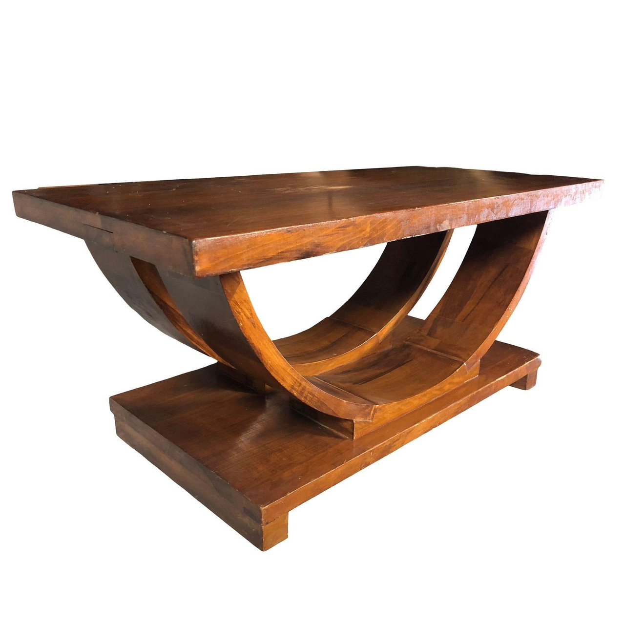 1930s Art Deco 2-Tier Mahogany Arch Coffee Table by Gilbert Rohde