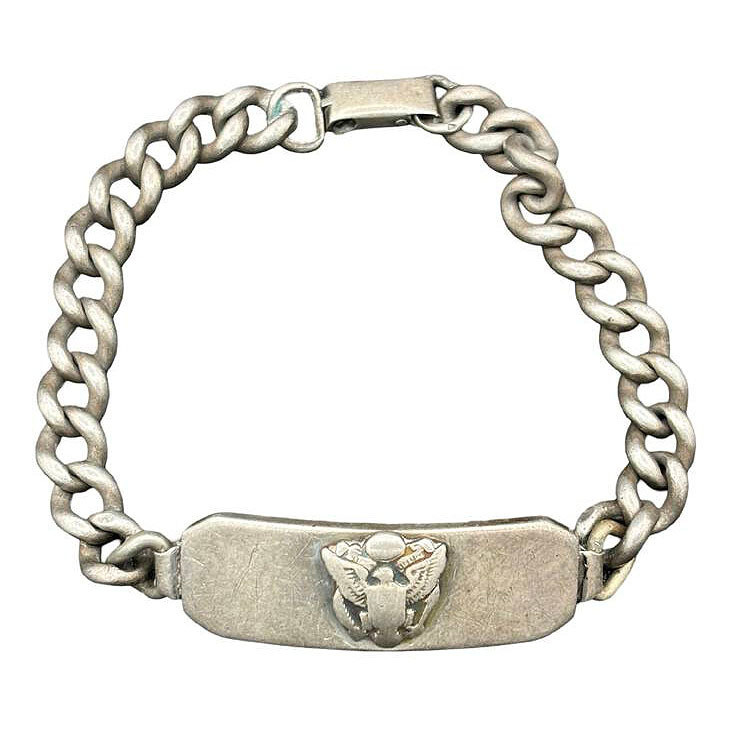 WW2 40s 米軍 sterling bracelet スウィートハート Vintage WWII ARMY Sweet Heart Bracelet with Forget Me Not Flowers