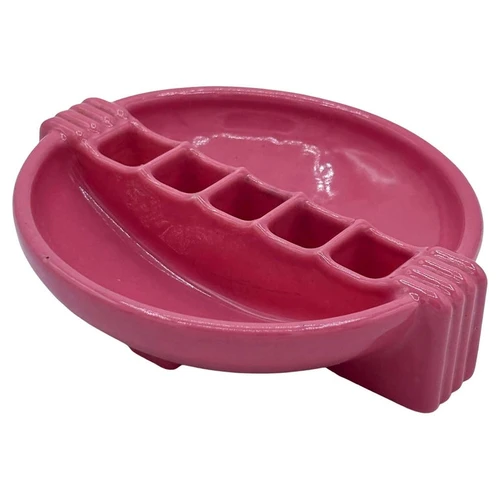 Streamline Art Deco Snuf A Rette Pink Ashtray by National Porcelain Co