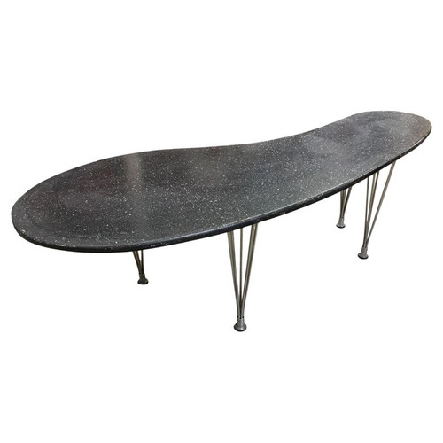 Large 67" Bespoke Mid-Century Biomorphic Coffee Table W/ Wire Spoke Legs