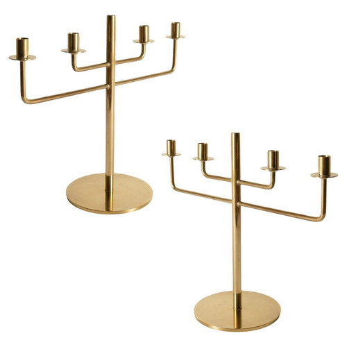 Scandinavian Modern Brass Candle Holder Candelabra by Hans-Agne Jakobsson, Pair