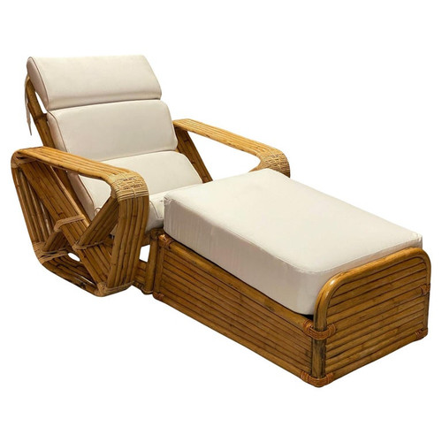 Restored Historic Paul T.Frankl Hand Made 5- Strand Square Pretzel Rattan Lounge