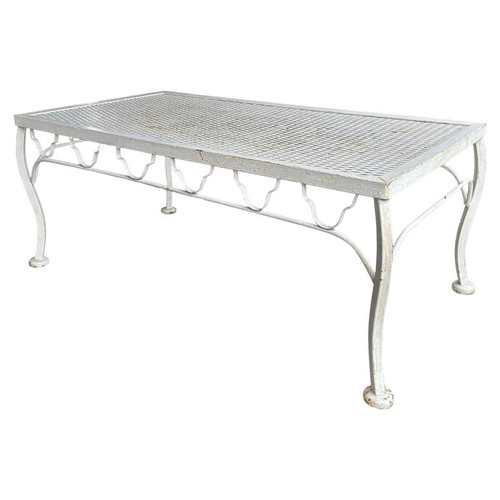 Mid-century Wrought Iron Outdoor/ Patio Low Mesh Coffee Table by Woodard