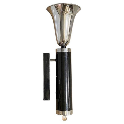 Large 29" Two-tone Chrome Art Deco Torchiere Wall Sconce, 5 Available