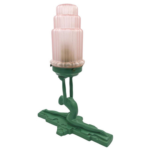 Art Deco Nude Nymph L610 Spelter Frankart Table Lamp by Sarsaparilla w/ Shade