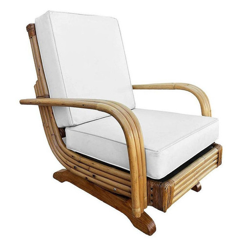 Restored Mid-century Triple Strand Rattan Springer Rocking Chair