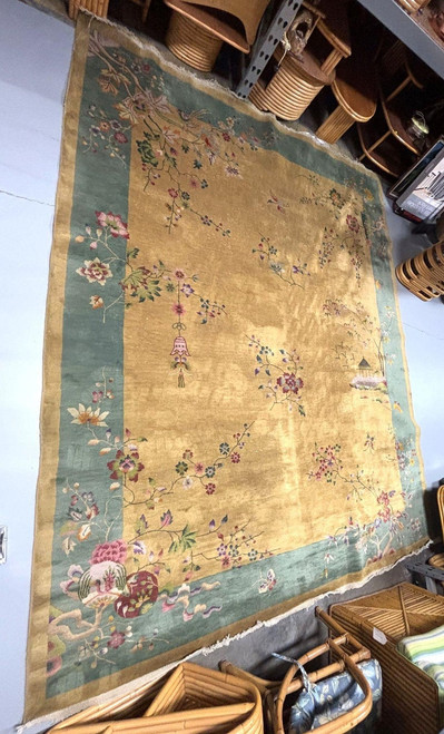 Large 11.5' X 9' Art Deco Nichols-Style Chinese Wool/Cotton Area Rug