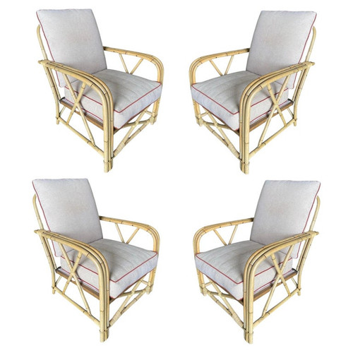 Rare Restored "1949er" Rattan Lounge Chair for Ficks & Reed Set