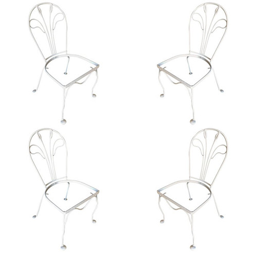 Woodard Tropical Leaf Iron Patio/Outdoor Lounge Chair, Set of Four