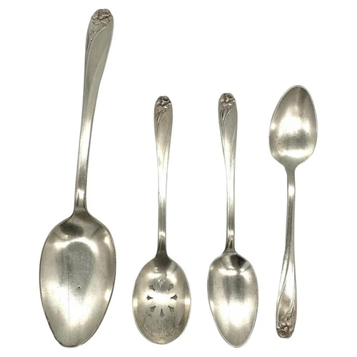 1950s Daffodil Silverware by International Silver signed 1847 by Rodgers Bros