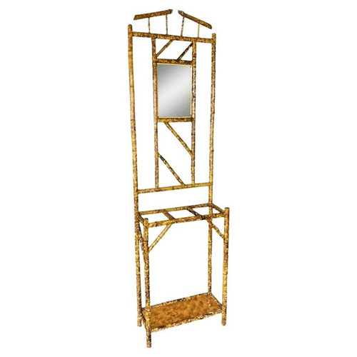 Restored Aesthetic Movement Tiger Tortoise Bamboo Hall Tree With Mirror